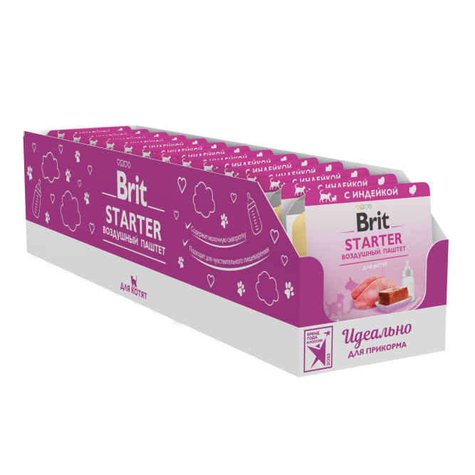 Брит Премиум влажный корм для котят, с индейкой, паштет - 100 г х 14 шт
