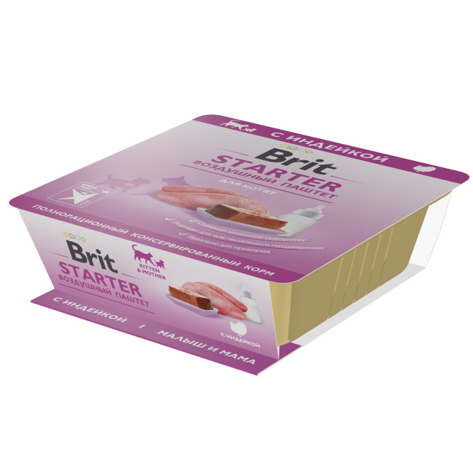 Брит Премиум влажный корм для котят, с индейкой, паштет - 100 г х 14 шт