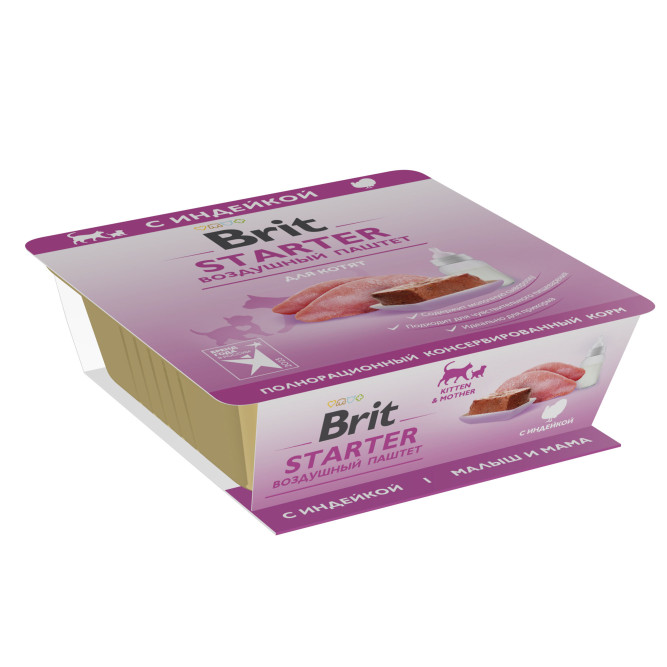 Брит Премиум влажный корм для котят, с индейкой, паштет - 100 г х 14 шт