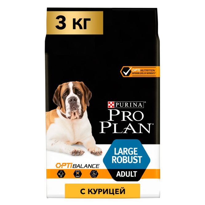 Pro Plan Adult Large Robust сухой корм для взрослых собак крупных пород с мощным телосложением с курицей - 3 кг