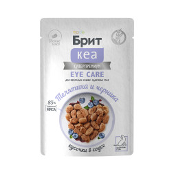 Брит Кеа Eye Care влажный корм для взрослых кошек, для здоровья глаз, с телятиной и черникой, кусочки в соусе, в паучах - 85 г х 12 шт