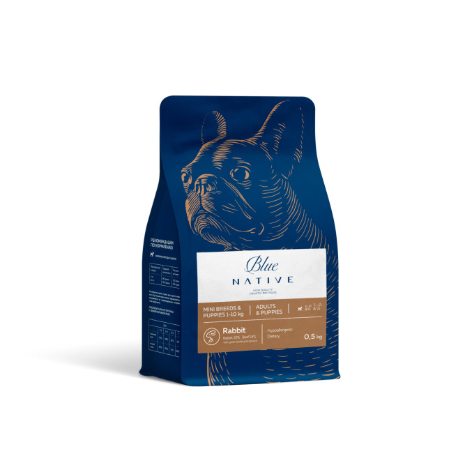 Blue Native Holistic сухой корм для щенков и взрослых собак мелких пород, с кроликом - 500 г