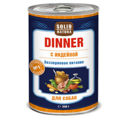 Solid Natura Dinner влажный корм для взрослых собак с индейкой, в консервах - 340 г х 6 шт