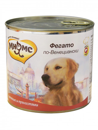 Мнямс влажный корм Фегато по-Венециански для взрослых собак с телячьей печенью и пряностямив консервах - 600 г (6 шт в уп)
