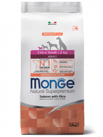 Monge Dog Speciality Extra Small сухой корм для взрослых собак миниатюрных пород с лососем и рисом 2,5 кг