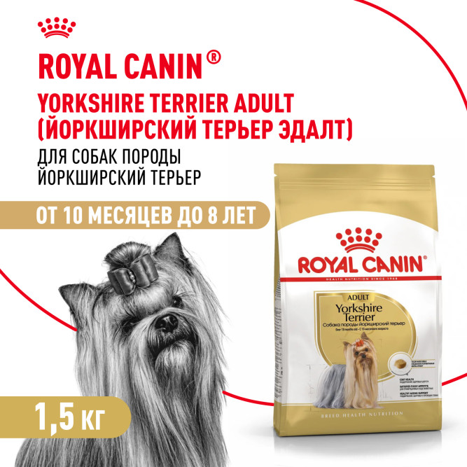 Royal Canin Yorkshire Terrier Adult для собак породы йоркширский терьер в возрасте от 10 месяцев - 1,5 кг