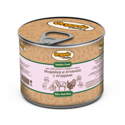 Organic Сhoice влажный корм для взрослых собак мелких и средних пород индейка и ягненок с ягодами, в консервах - 240 г х 12 шт