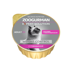 Зоогурман Expert Solution Weight Control влажный корм для взрослых кошек при избыточном весе с говядиной, в ламистерах - 100 г х 20 шт