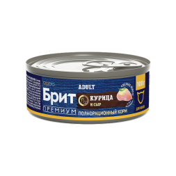 Брит Премиум Adult влажный корм для взрослых кошек с курицей и сыром, в консервах - 100 г х 6 шт