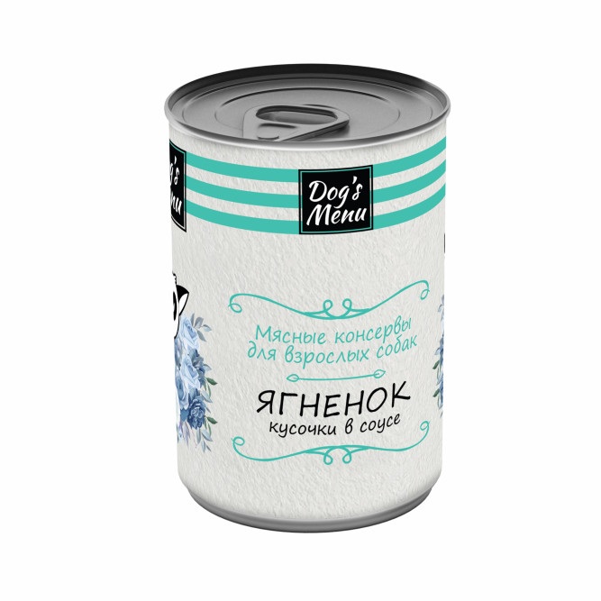Dog`s Menu влажный корм для взрослых собак с ягненком кусочки в соусе в консервах - 340 г х 12 шт