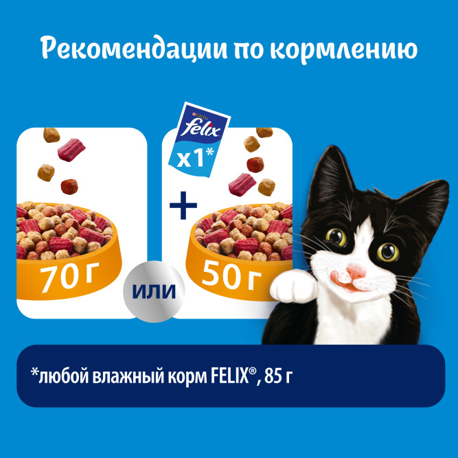 Felix Двойная вкуснятина сухой корм для взрослых кошек с птицей - 1,3 кг