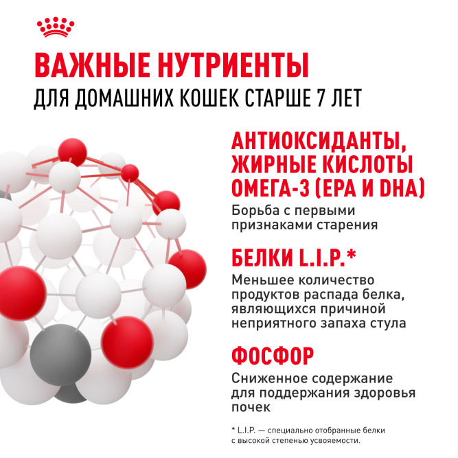 Royal Canin Feline Indoor 7+ сухой корм для пожилых кошек с 7 до 12 лет, постоянно проживающих в помещении - 400 г