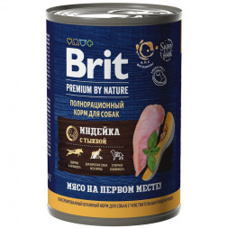 Brit Premium by Nature консервы для взрослых собак всех пород с чувствительным пищеварением с индейкой и тыквой - 410 г х 6 шт