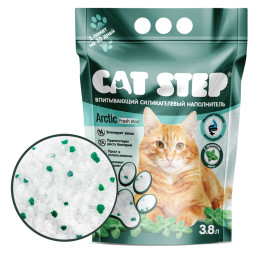 Cat Step Arctic Fresh Mint наполнитель впитывающий силикагелевый с ароматом мяты - 3,8 л (1,7 кг)
