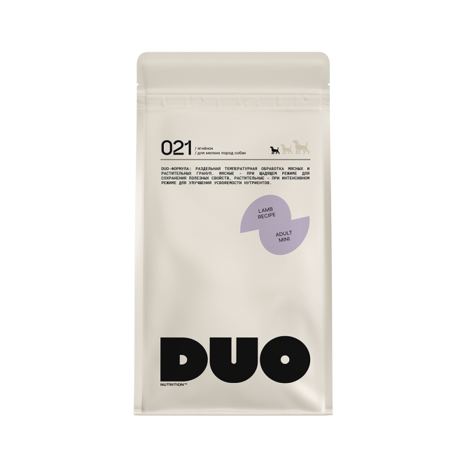 DUO Nutrition сухой полнорационный корм для взрослых собак мелких пород с ягненком и рисом - 3 кг