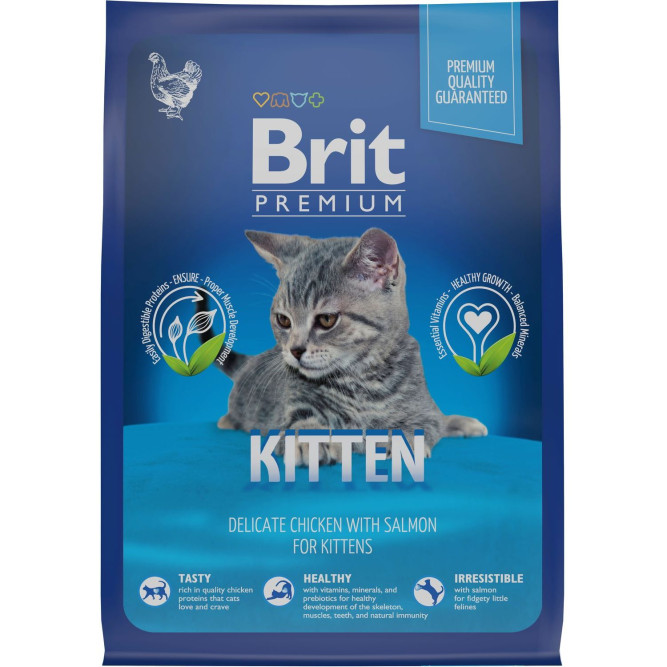 Brit Premium Cat Kitten сухой корм для котят с курицей и лососем - 400 г