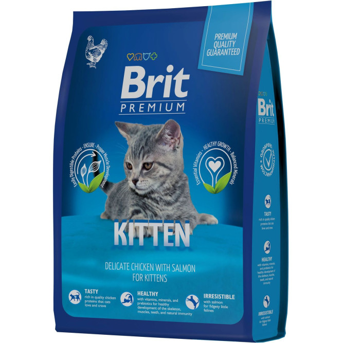 Brit Premium Cat Kitten сухой корм для котят с курицей и лососем - 400 г