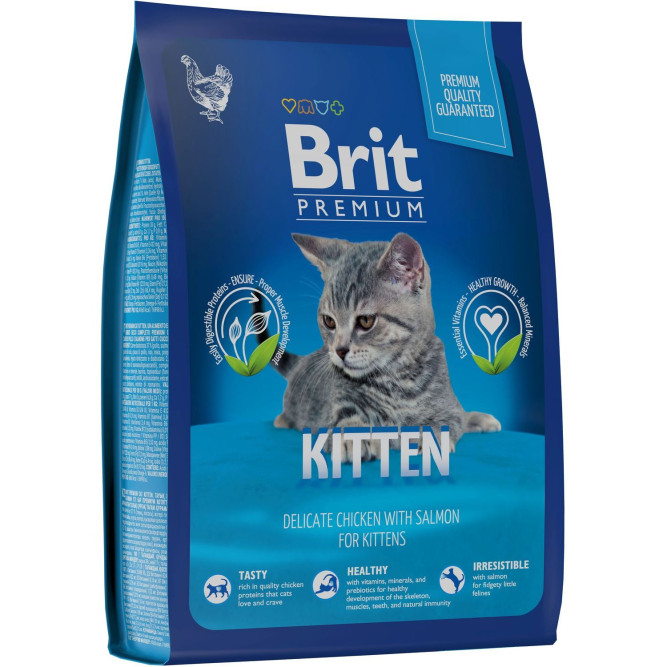 Brit Premium Cat Kitten сухой корм для котят с курицей и лососем - 400 г
