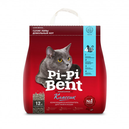 Pi-Pi Bent Classic комкующийся наполнитель из бентонитовой глины для кошек - 12 л (5 кг)