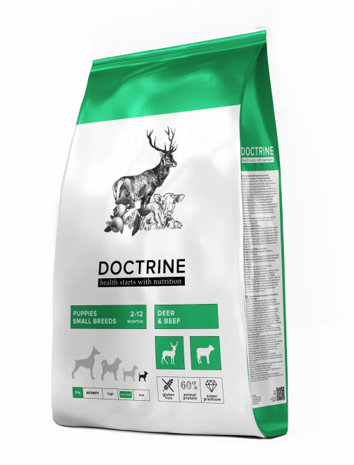Doctrine сухой беззерновой корм для щенков мелких пород с телятиной и олениной - 8 кг