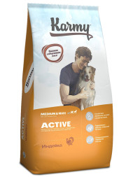 Karmy Active Medium &amp; Maxi сухой корм для взрослых собак средних и крупных пород, подверженных повышенным физическим нагрузкам, с индейкой - 14 кг