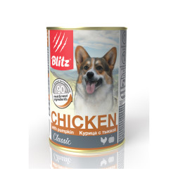 Blitz консервы для собак всех пород с курицей и тыквой - 400 г х 24 шт