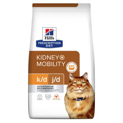 Hills Prescription Diet k/d + Mobility сухой диетический корм для кошек при заболеваниях почек и для поддержания здоровья суставов, с курицей - 1,5 кг