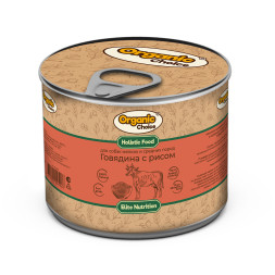 Organic Сhoice влажный корм для взрослых собак мелких и средних пород говядина с рисом, в консервах - 240 г х 12 шт