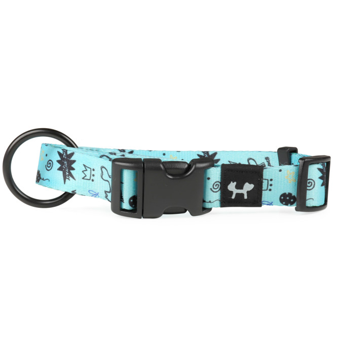 United Pets Complete me Writing ошейник для собак, L 43-73/2,5 см, голубой с рисунком