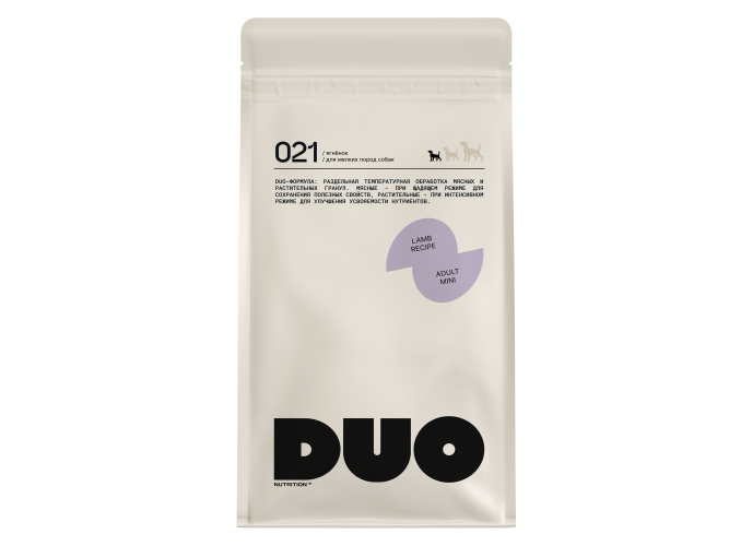 DUO Nutrition сухой полнорационный корм для взрослых собак мелких пород с ягненком и рисом - 10 кг