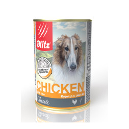 Blitz консервы для собак всех пород с курицей и рисом - 400 г х 24 шт