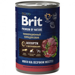 Brit Premium by Nature консервы для собак всех пород мясное ассорти с потрошками - 410 г х 6 шт