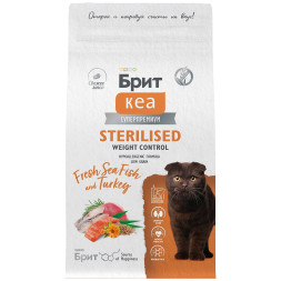 Брит Кеа Cat Sterilised Weight Control сухой корм для стерилизованных кошек для контроля веса, с морской рыбой и индейкой - 1,5 кг