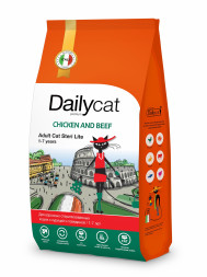 Dailycat Casual Line Adult Steri Lite для взрослых стерилизованных кошек с курицей и говядиной - 1,5 кг