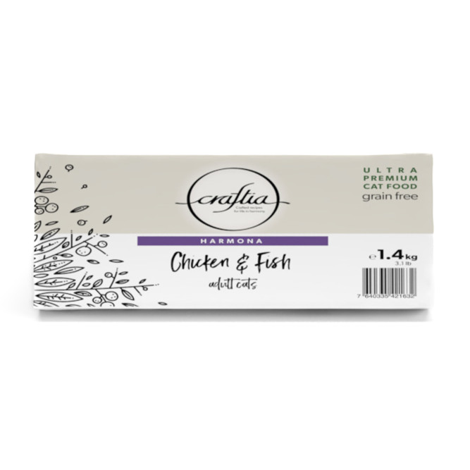 Craftia Harmona сухой корм для взрослых кошек с курицей и рыбой - 1,4 кг