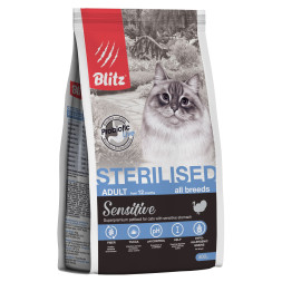 Blitz Sensitive Sterilised Cats сухой корм для стерилизованных кошек, с индейкой - 400 г