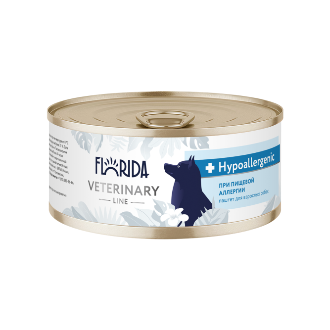 Florida Veterinary Hypoallergenic влажный диетический корм для взрослых собак всех пород при пищевой аллергии, в консервах - 100 г х 12 шт