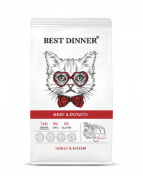 Best Dinner Adult &amp; Kitten Beef &amp; Potato сухой корм для котят с 1 месяца и взрослых кошек с говядиной и картофелем - 15 кг