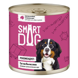 Smart Dog консервы для взрослых собак и щенков с ягненком кусочки в соусе - 850 г х 6 шт