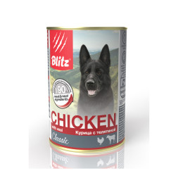 Blitz консервы для собак всех пород с курцией и телятиной - 400 г х 24 шт