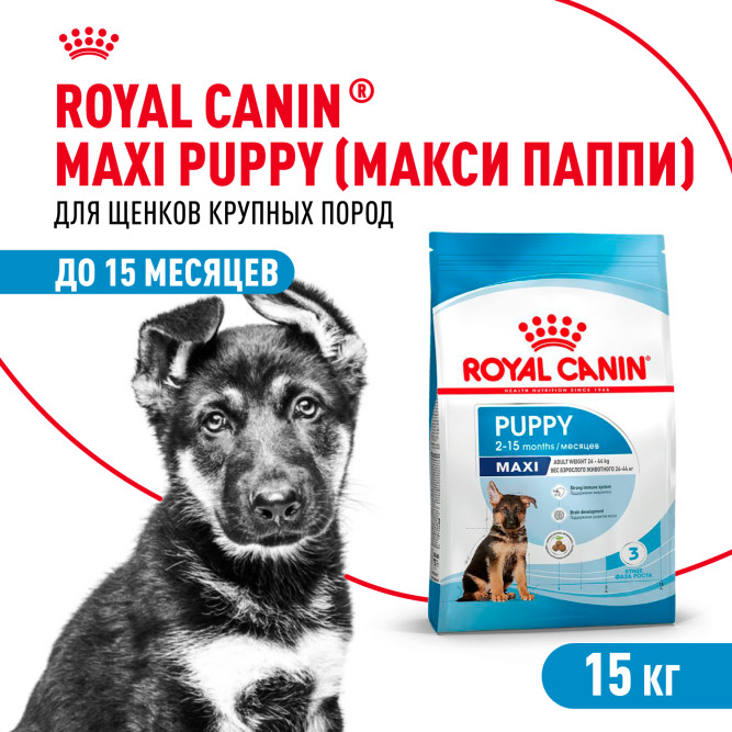 Royal Canin Maxi Junior сухой корм для щенков крупных пород с 2 до 15 месяцев - 15 кг