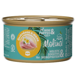 Molina влажный корм для собак мелких пород и щенков с цыпленком, в желе, в консервах - 70 г x 12 шт