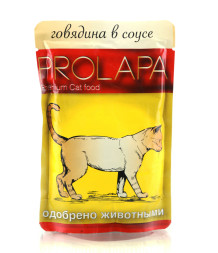 Prolapa Premium влажный корм для взрослых кошек с говядиной в соусе, в паучах - 100 г х 12 шт