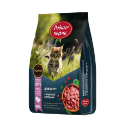 Родные корма сухой корм для котят с индейкой и ягодами - 400 г