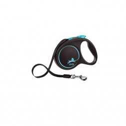 Flexi Black Design tape M поводок-рулетка для собак, голубая 5 м, до 25 кг
