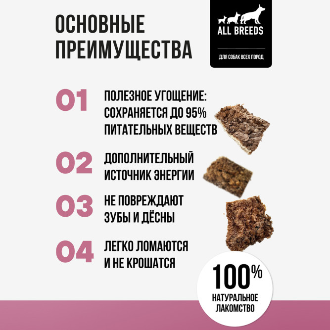 BOWL WOW лакомство сублимированное для взрослых собак и щенков всех пород, рубец говяжий - 200 г