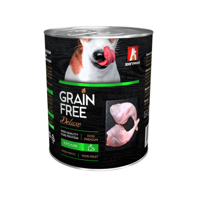 Зоогурман Grain Free Deluxe влажный корм для взрослых собак всех пород, с кроликом - 350 г x 12 шт