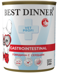Best Dinner Exclusive Vet Profi Gastro Intestinal диетический влажный корм для взрослых собак с чувствительным пищеварением, с говядиной и сердцем, в консервах - 340 г х 6 шт