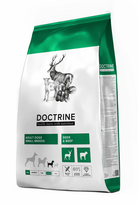 Doctrine сухой беззерновой корм для взрослых собак мелких пород с телятиной и олениной - 8 кг