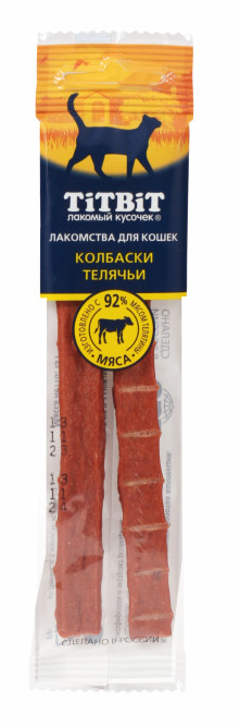 TiTBiT "Золотая коллекция" лакомства для кошек колбаски телячьи - 15 г